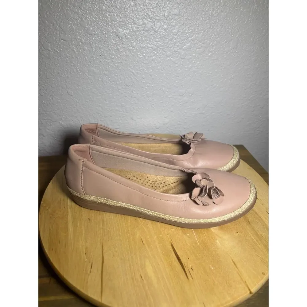 Clarks Collection Ultimate Comfort Tan Leather Flats Loafers size 11 W